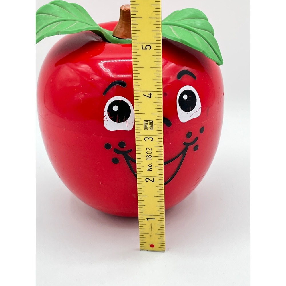 Vintage 1972 Fisher-Price Happy Apple Chime Toy Red Plastic Rattle 435 Smiling - Picture 11 of 12